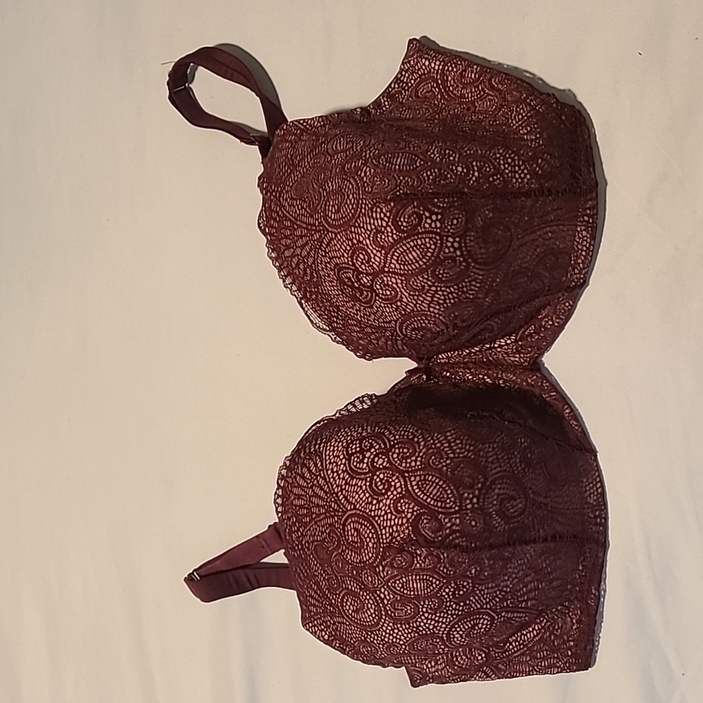 Burgundy lace bra